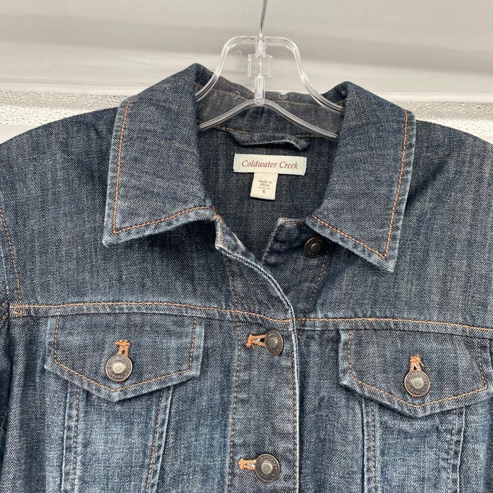 Coldwater Womens Denim Jacket Embroidered/Sequined Size 6 Button Up - Picture 2 of 9